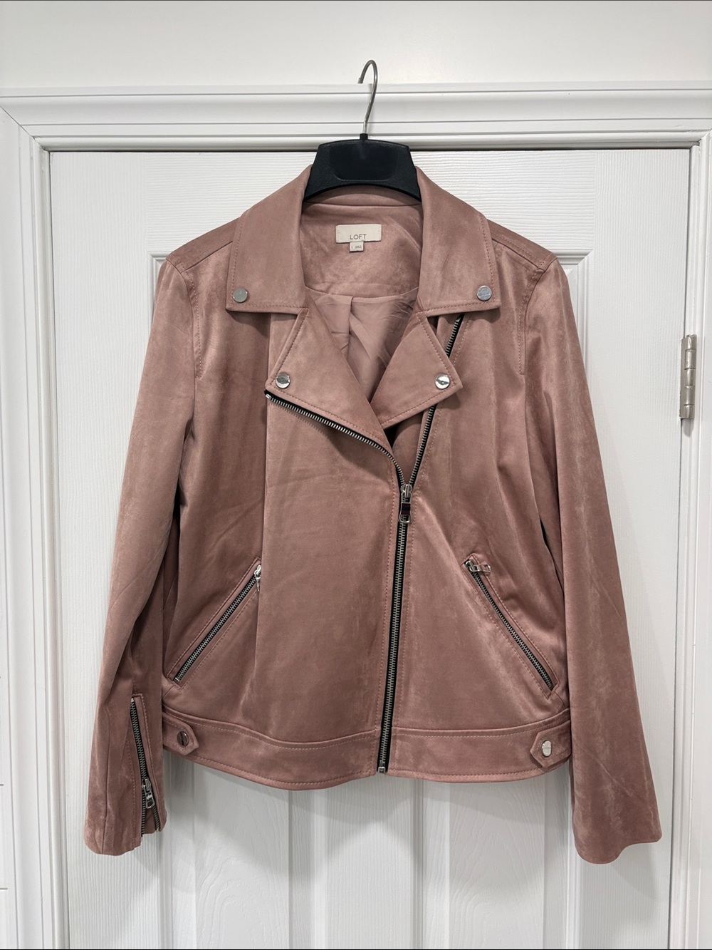 LOFT Dusty Rose Suede Moto Jacket
